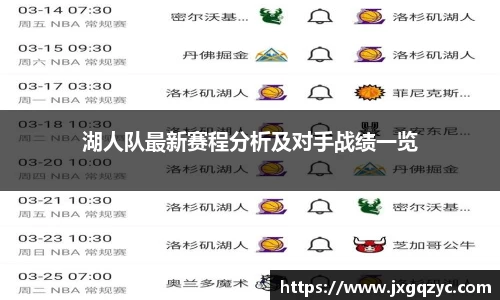 湖人队最新赛程分析及对手战绩一览